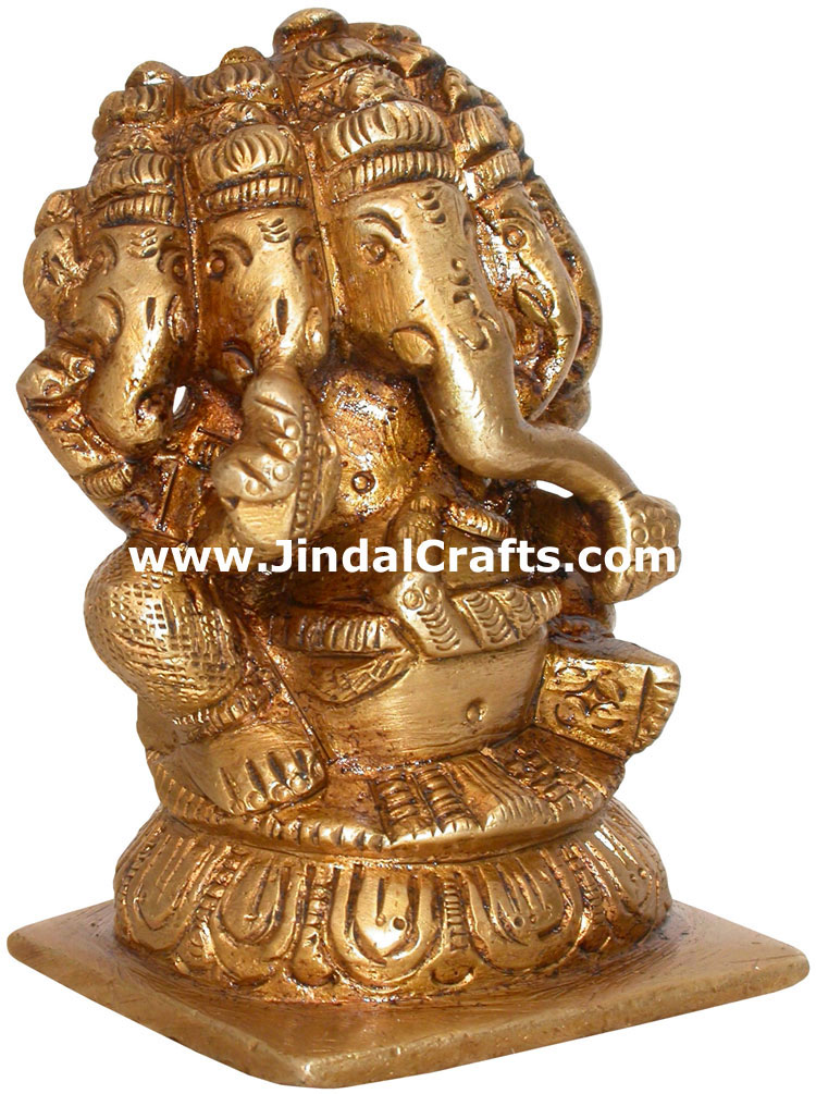 Brass Five Faces Lord Ganesha India Arts