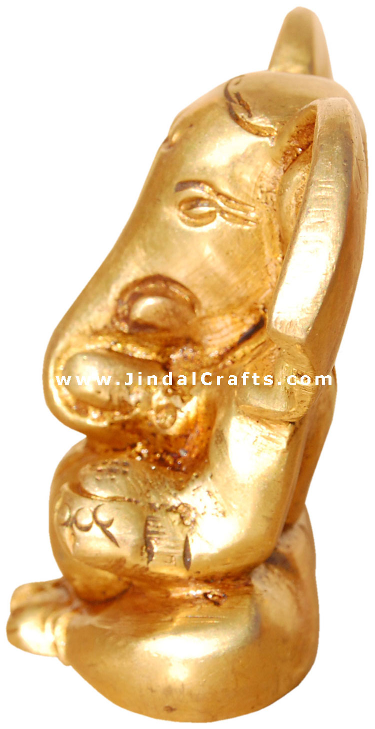 Lord Ganesh Brass Hindu Artifact India Statue Murti Sculpture Ganpati Vinayaka