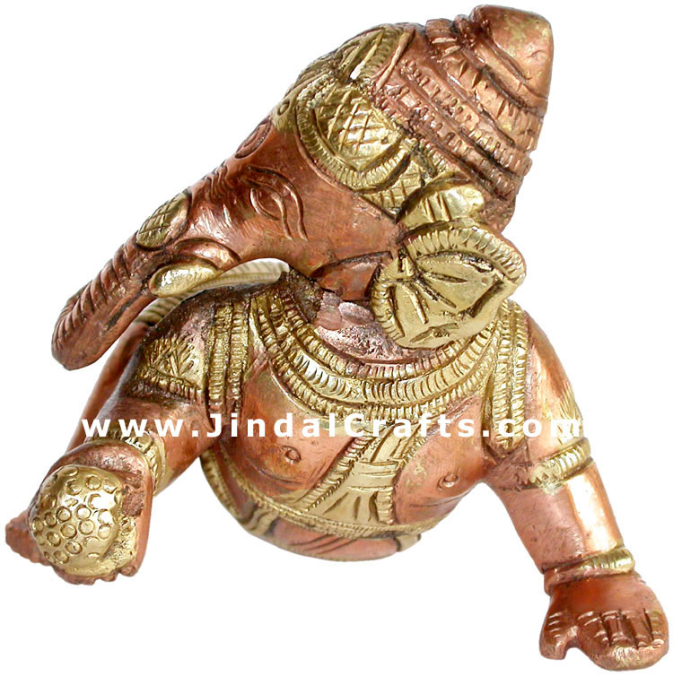Ladoo Ganesha - Handmade Brass Hindu Handicraft Staute