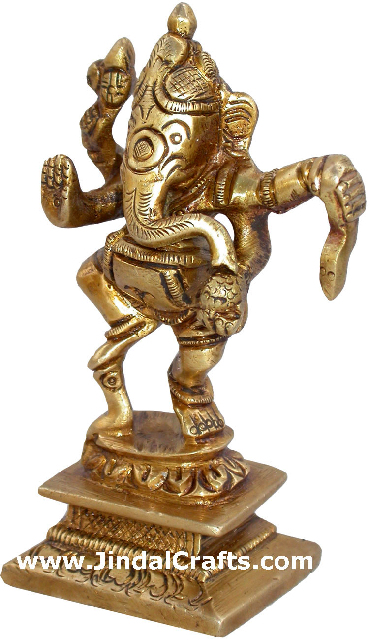 Dancing Ganesha Brass Sculpture Indian Gods Religious