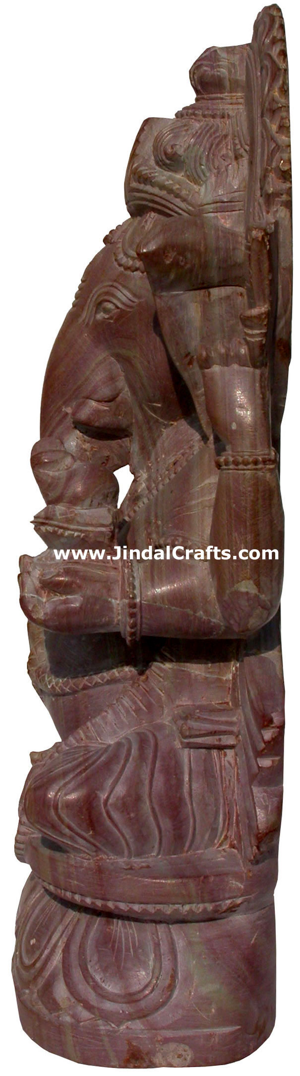 Hand Carved Pink Stone made Lord Ganesha India Carving