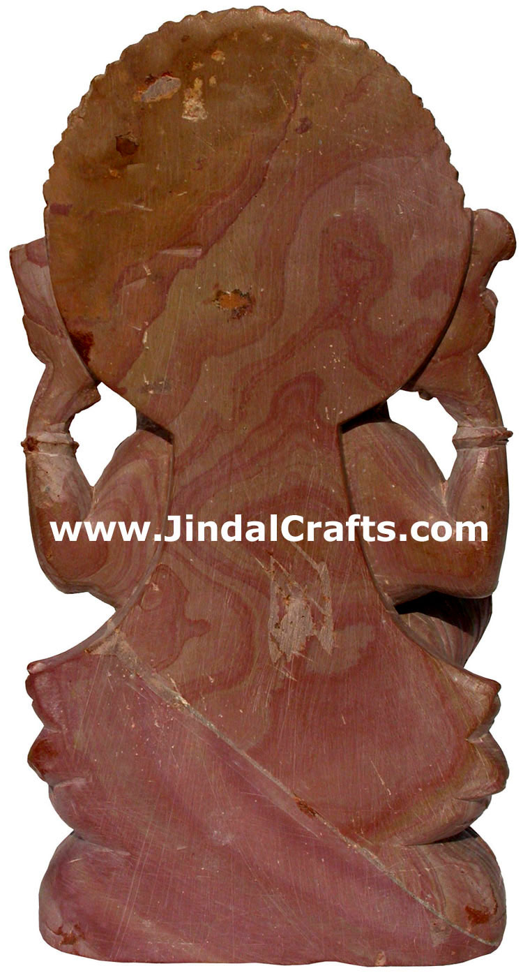 Hand Carved Pink Stone made Lord Ganesha India Carving