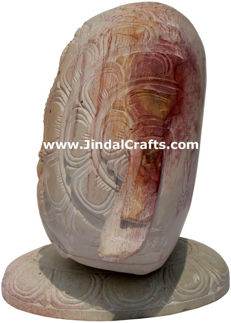 Hand Carved Stone Ganesha in Shankh Conch Figure Indian