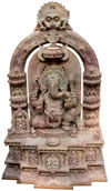 Lord Ganesha Statue- Hand Carved Pink Stone Made Religious Figure Hindu Ganpati