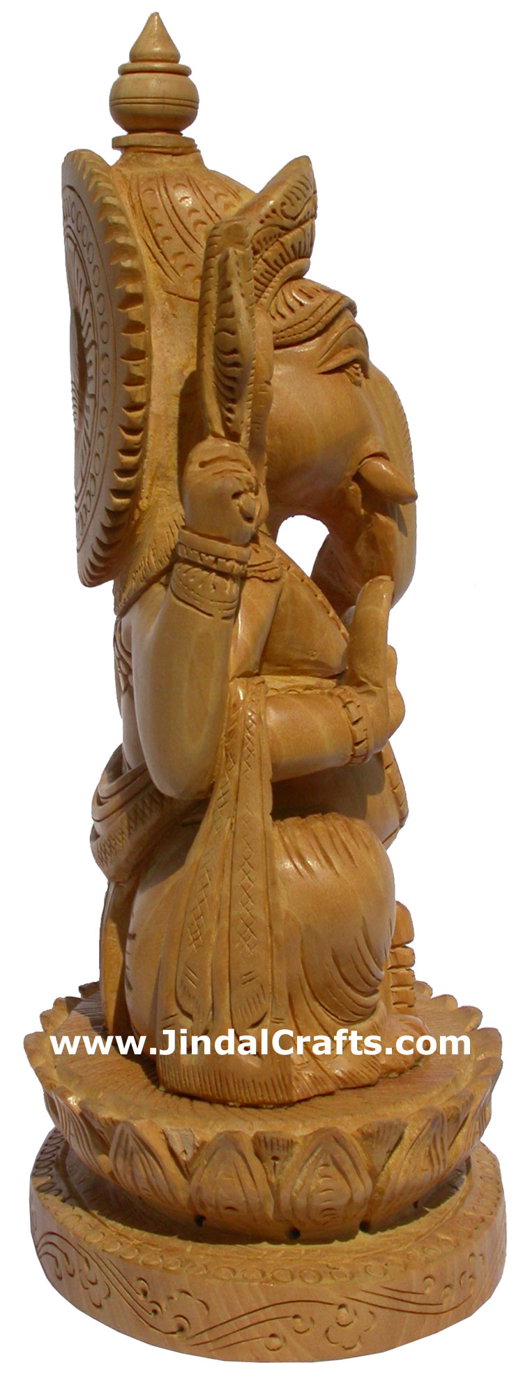 Wood Sculpture Handcarved Ganesha Statuette Hindu Art