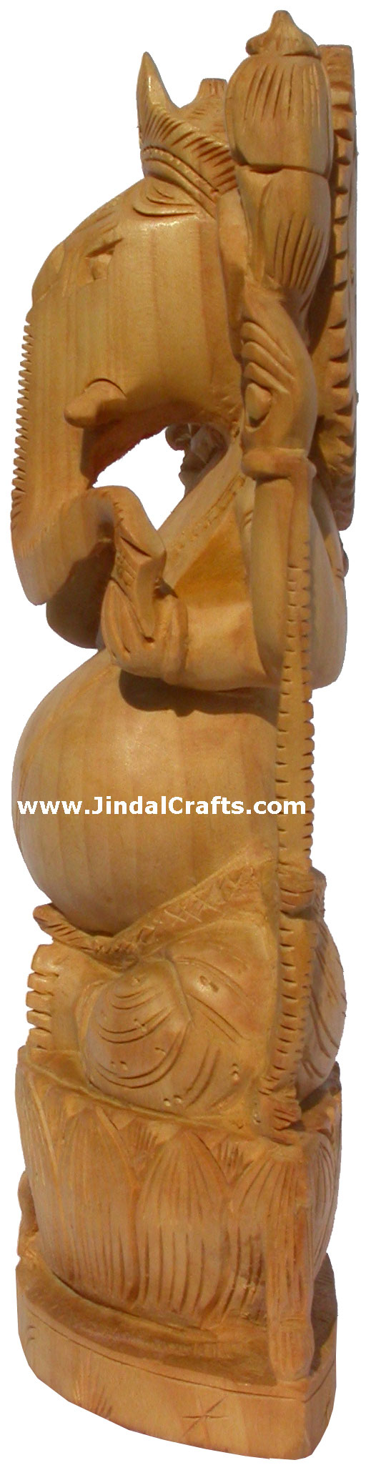 Wooden Hand Carved Ganesha Figurine Vinayak Hindu India Lord Ganpati Murti Craft