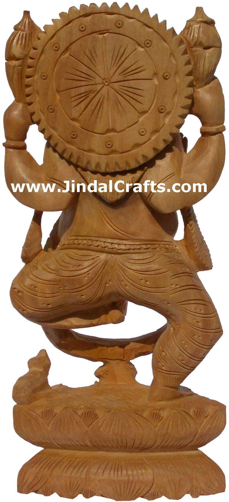 Hand Carved Wooden Ganesha Statuette Hinduism Art India Religious Figure Murti