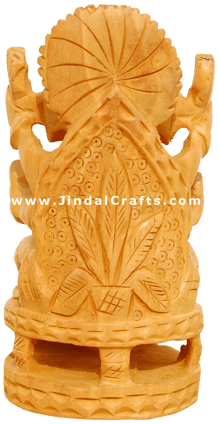 Handcrafted Wooden Ganesha Indian Religious Sculptures