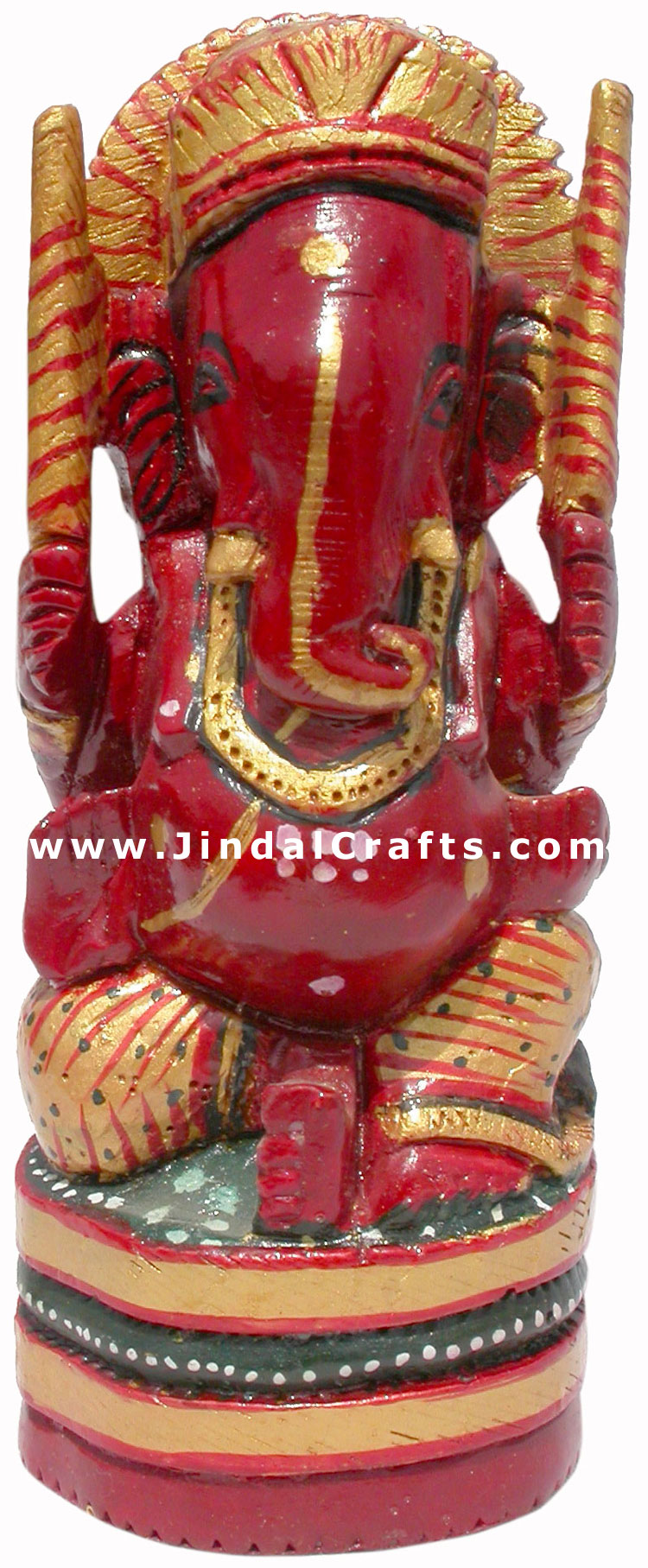 Handcarved Hand Painted Wooden Hindu God Ganesh India
