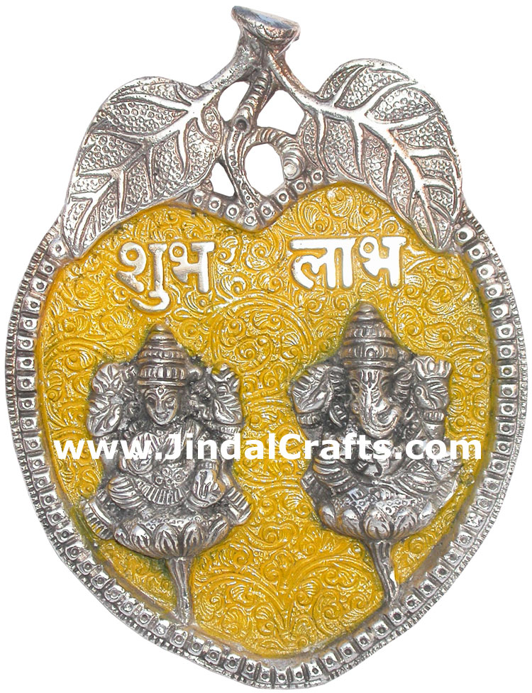Lakshmi Ganesh Wall Hanging Hindu Religious Metal Craft Handicrafts India Figure
