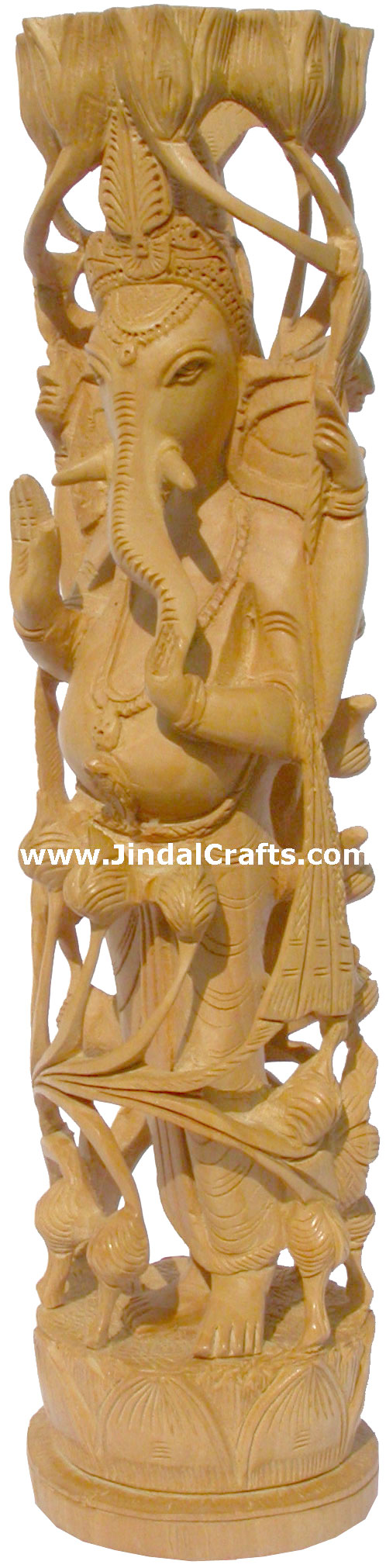 Wood Sculpture Lord Ganesha Figureine Hand Work India