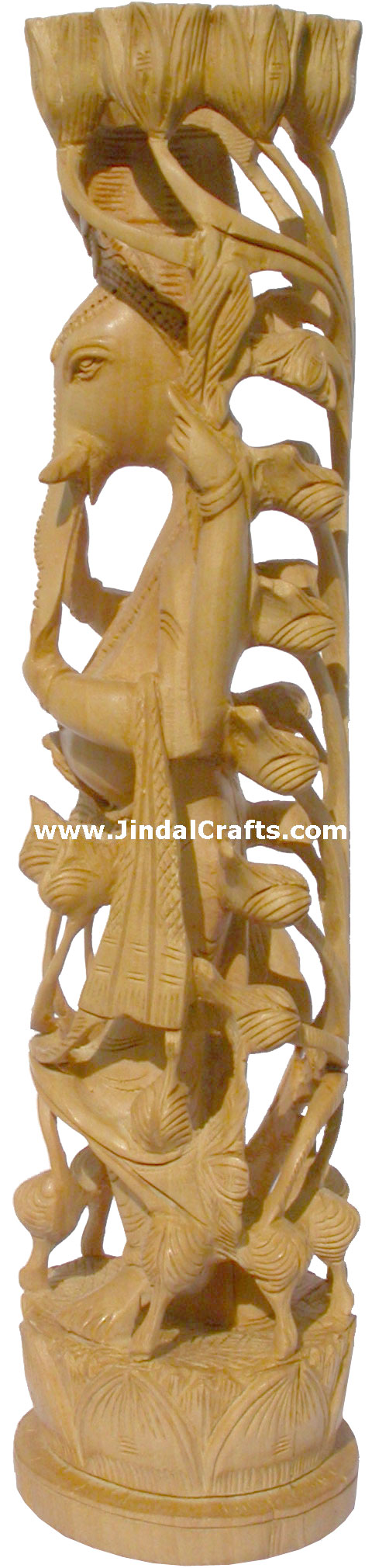 Wood Sculpture Lord Ganesha Figureine Hand Work India