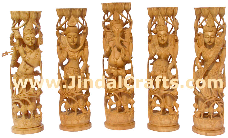 Hand Carved Wood Lord Shiva Figure Statue Idol Sculpture Indian Traditional Arts