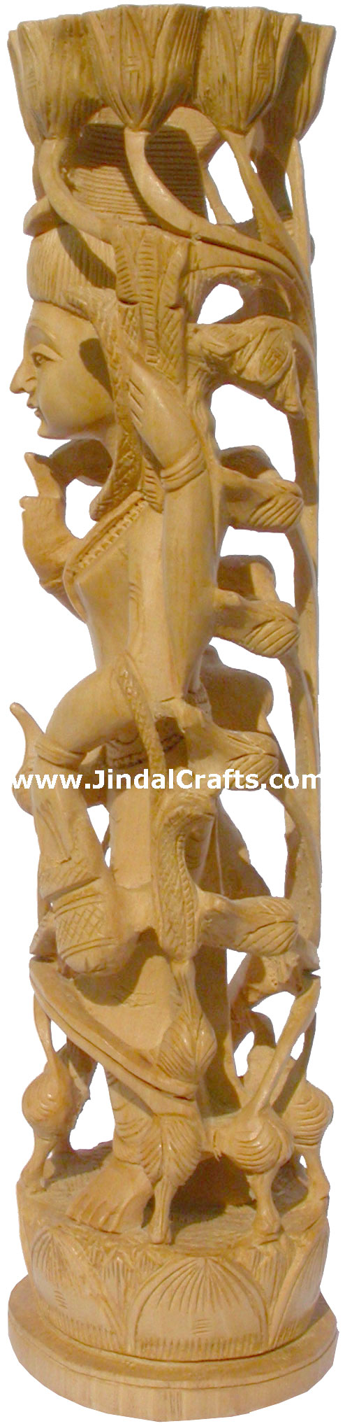 Hand Carved Wood Lord Shiva Figure Statue Idol Sculpture Indian Traditional Arts