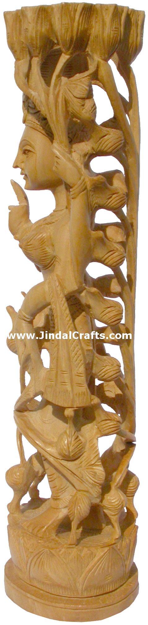 Wooden Sculpture Goddess Lakshmi Handcarved Hindu India Carving Art Craft Novica