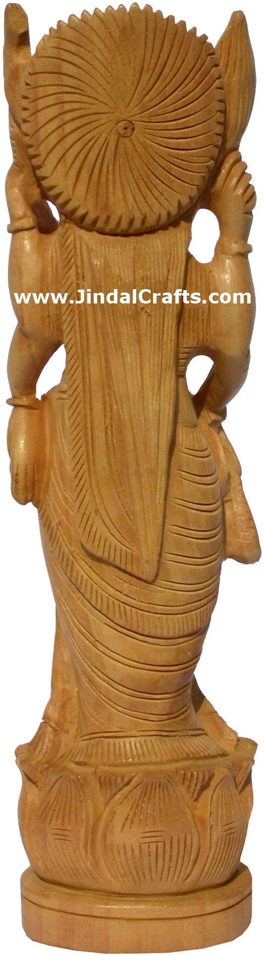 Handmade Sculpture Goddess Saraswati Hindu Art India Statue Wooden Idol Souvenir