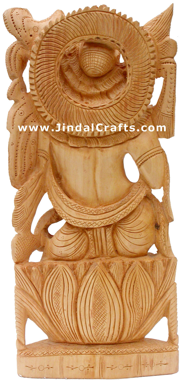 Handcrafted Wooden Krishna Hindu Sculptures Art