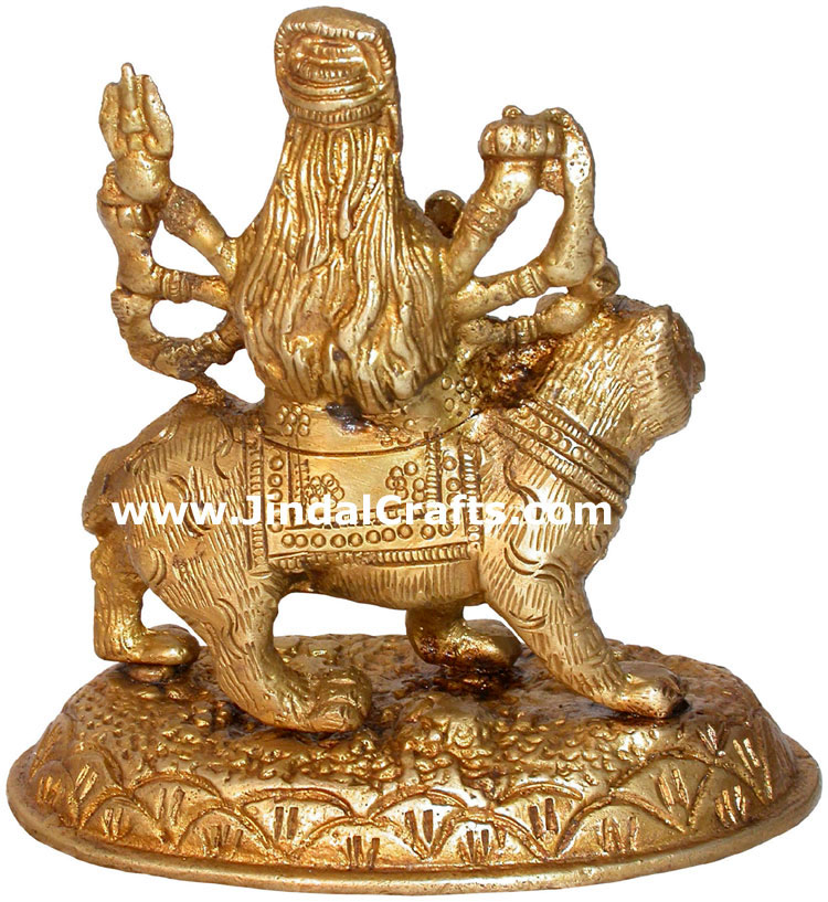 Hindu Deities Goddess Durga with Lion India Carving Art