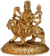 Hindu Deities Goddess Durga with Lion India Carving Art