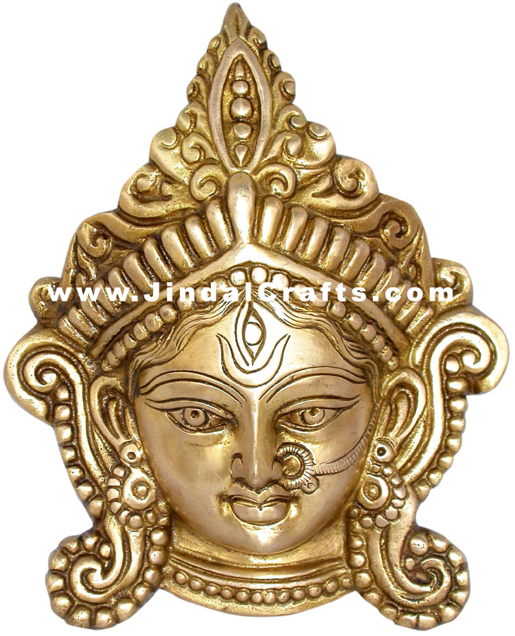 Durga Face Wall Hanging Indian Religious Goddess Home Decor Figurines Artifacts