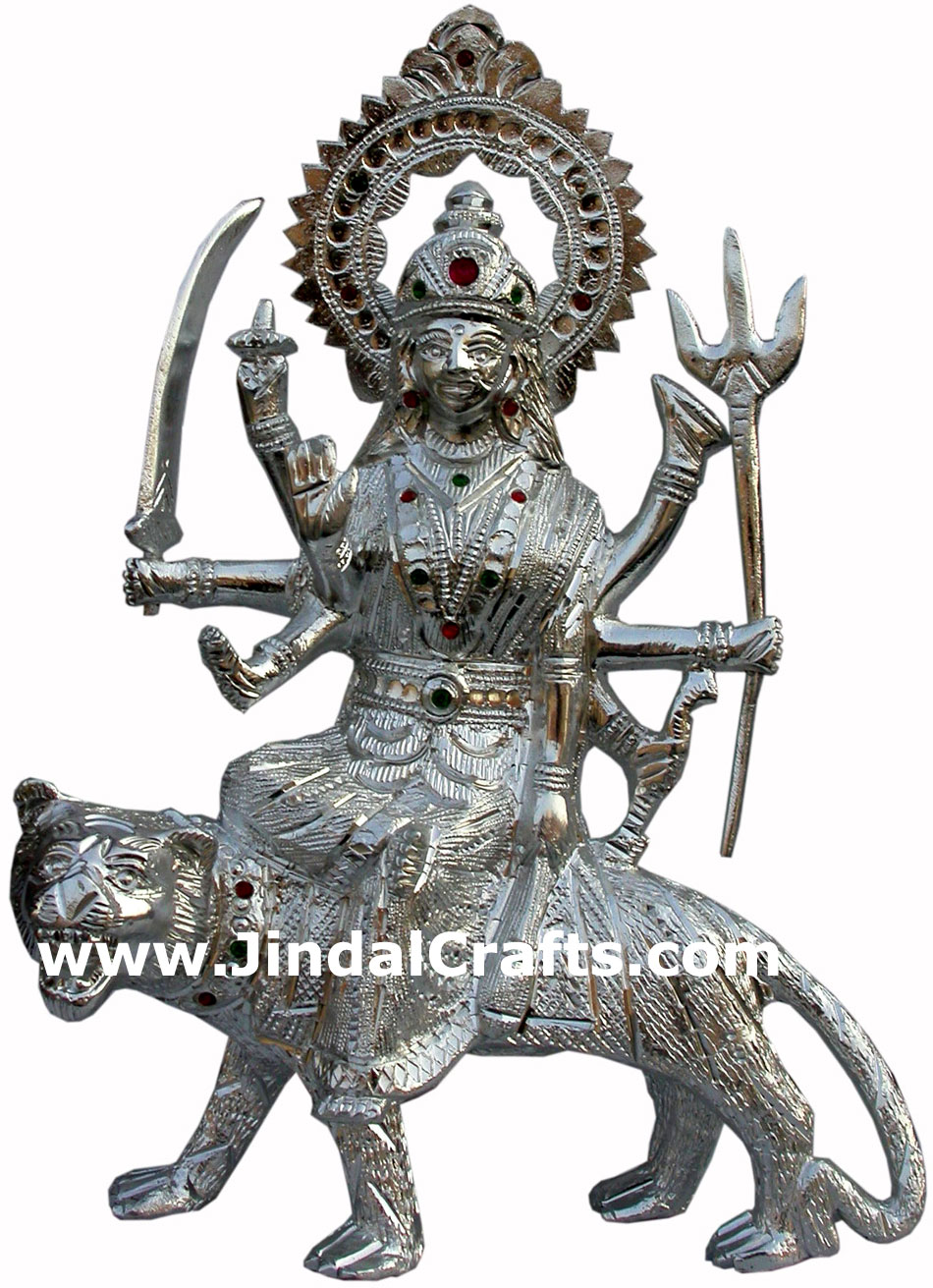 Durga - Hand Carved Indian Art Craft Handicraft Home Decor Aluminium Figurine