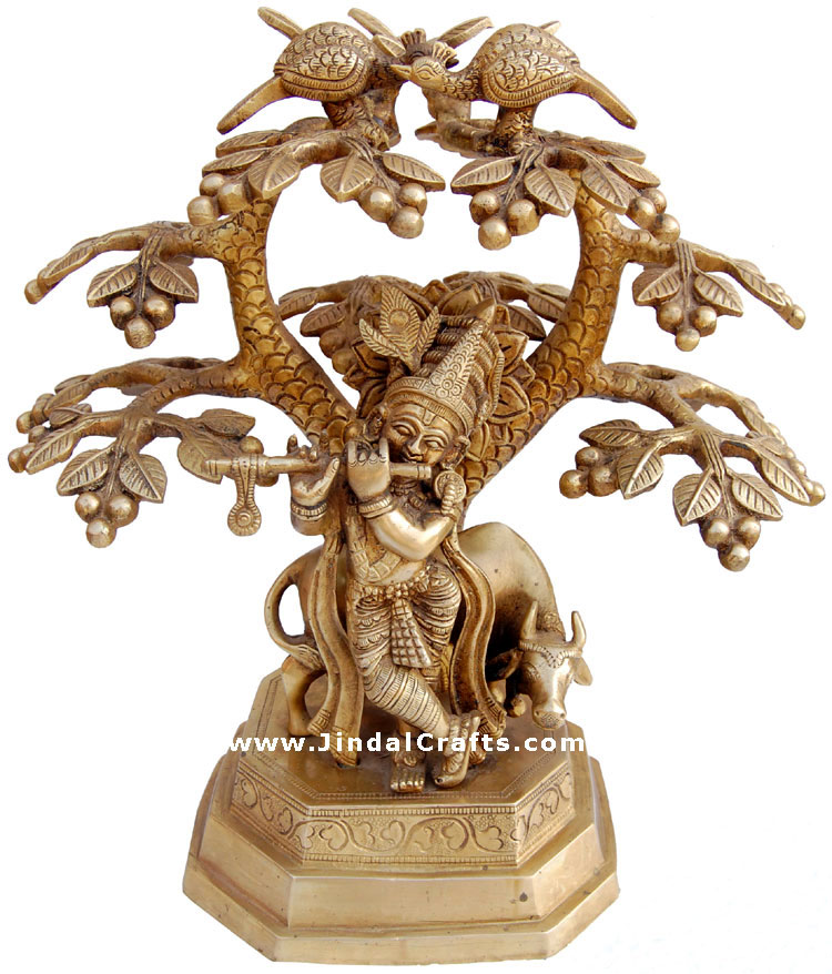 Lord Krishna - Brass Made Hindu God Religious Statue