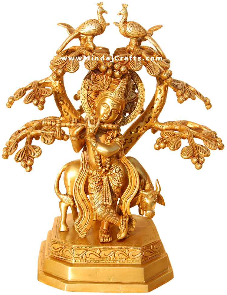 Lord Krishna under Kadam Tree Brass made Artifact