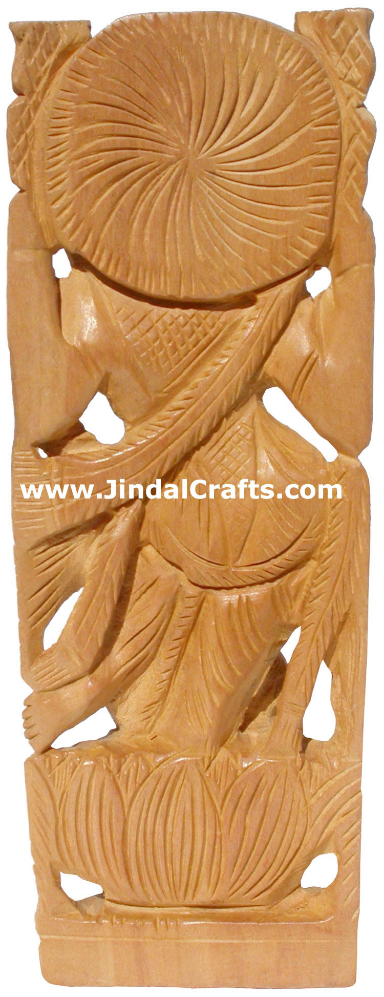 Hindu Deities Goddess Luxmi India Wood Carving Artefact
