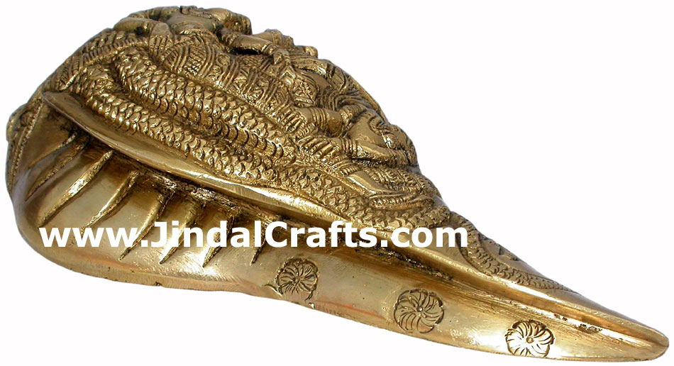 Conch - Hand Carved Indian Art Craft Handicraft Home Decor Brass Figurine