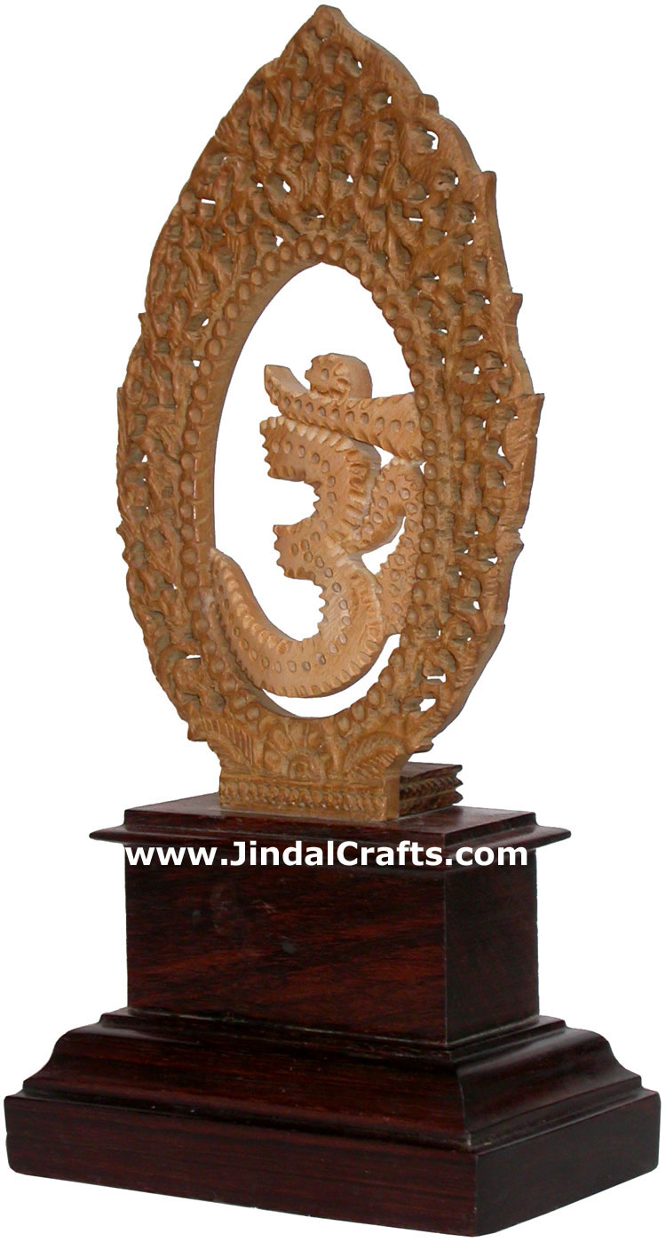 OM Symbol Hand Carved Wooden Hindu Religious Symbol Indian Handicraft Craft Arts
