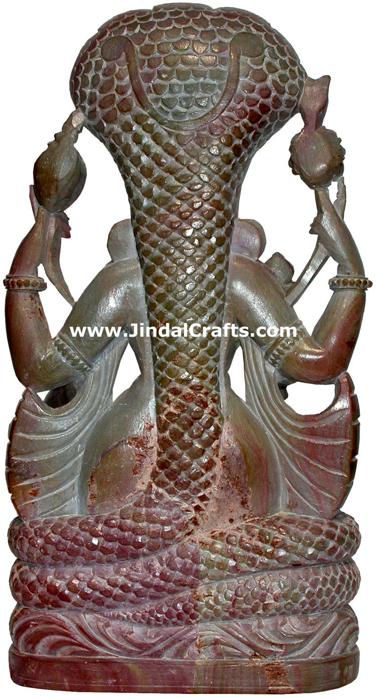 Hand Carved Stone Lord Narayan Figure Indian Art