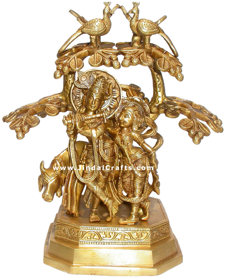 Radha Krishna Hindu Religious Statues Brass India Art