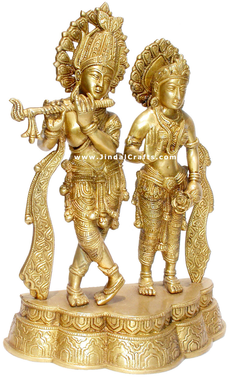 Radha Krishna Indian Gods Religious Sculptures Carving