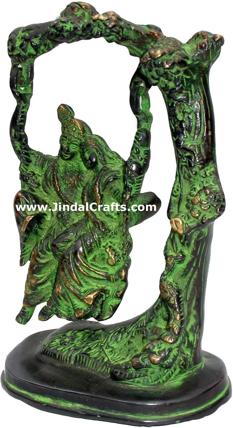 Antique Finish Radha Krishna Hindu God Goddess Metal