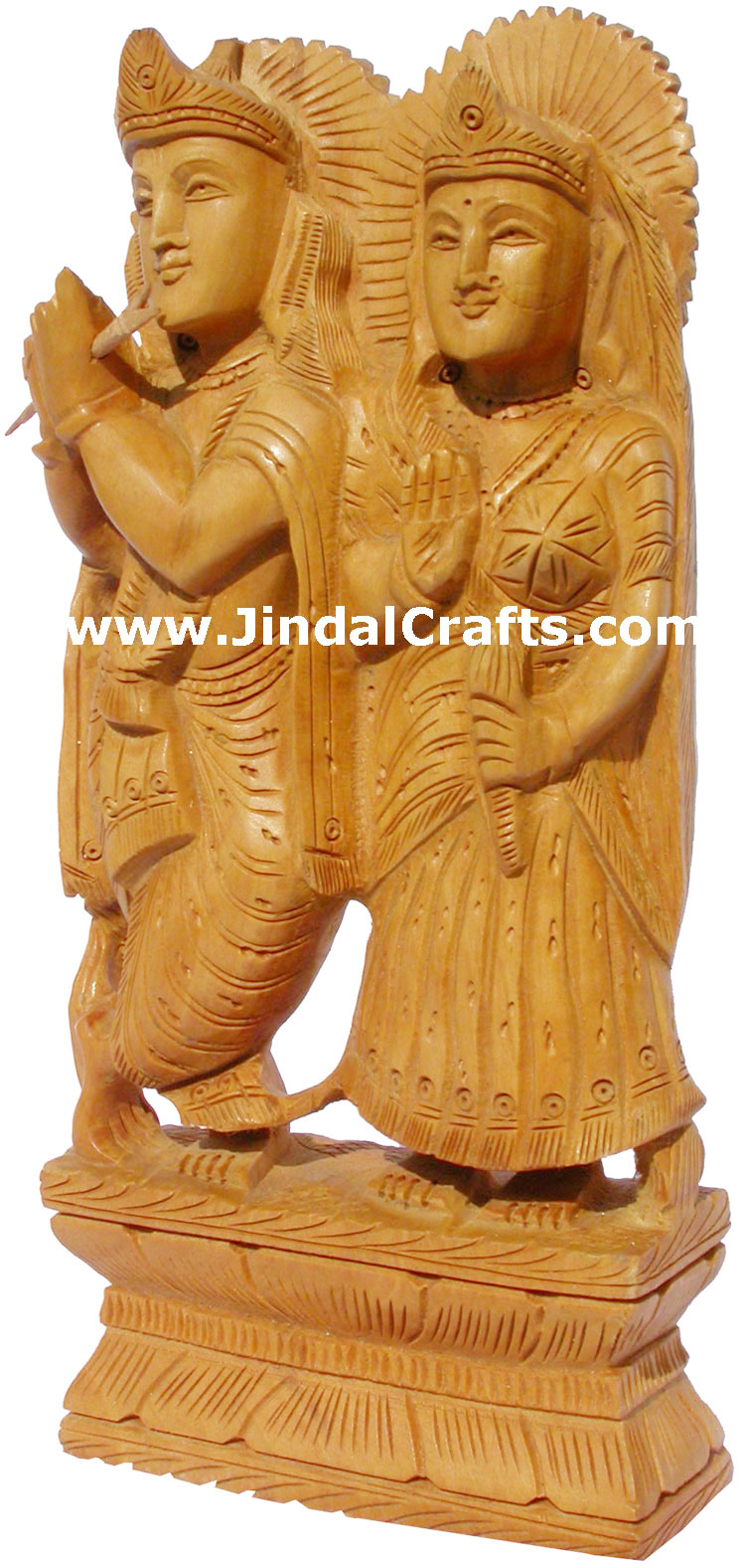 Handcarved Wood Sculpture Radha Krishna Hindu Art India