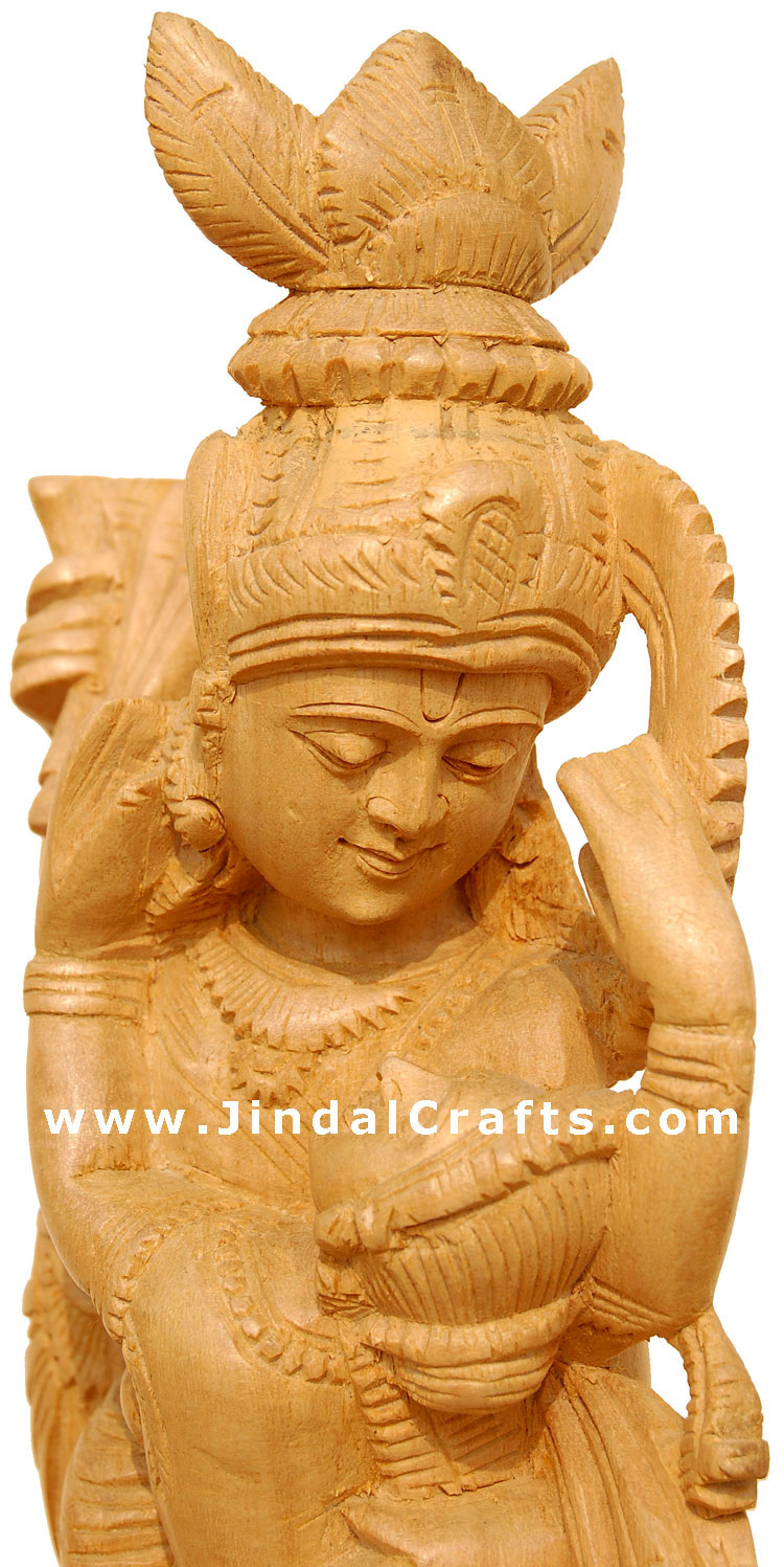 Handcrafted Wooden Radha Krishna Hindu Sculpture Art