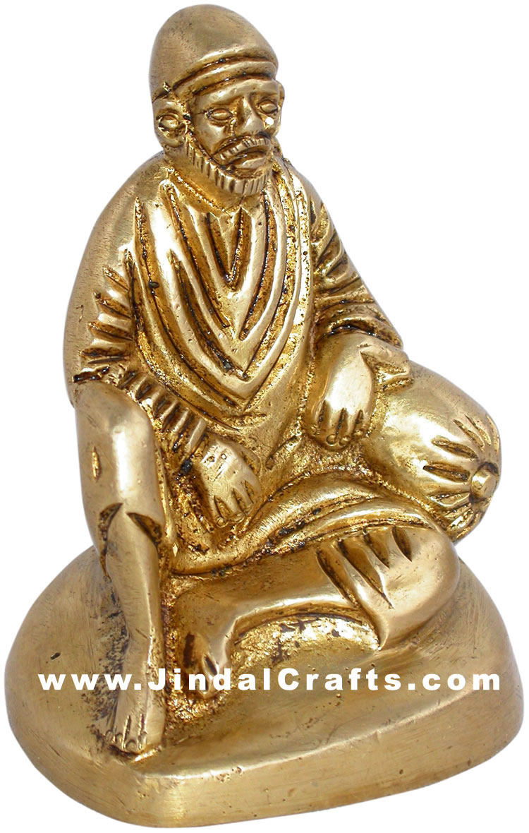 Sai Baba Indian God Religious Brass Sculpture Hinduism Idol Handicrafts Figurine
