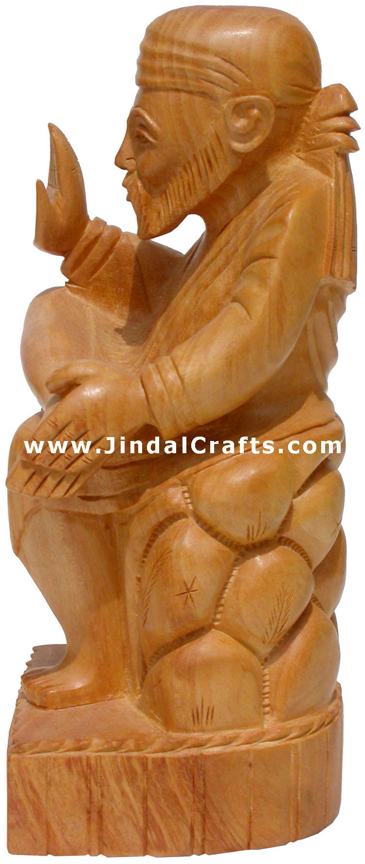 Sant Sai Baba - Hand Carved Wooden Staute Indian Crafts