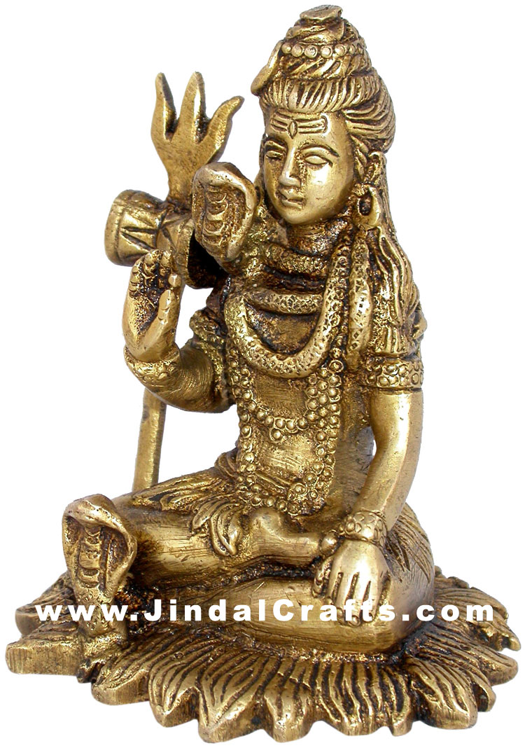 Lord Shiva Indian God Brass Figurines Hand Carved Art