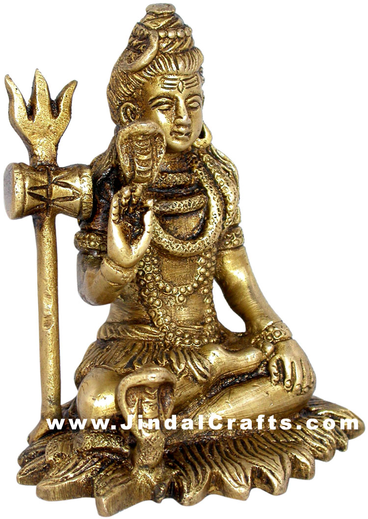 Lord Shiva Indian God Brass Figurines Hand Carved Art