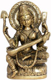 Saraswati - Hand Carved Indian Art Craft Handicraft Home Decor Brass Figurine