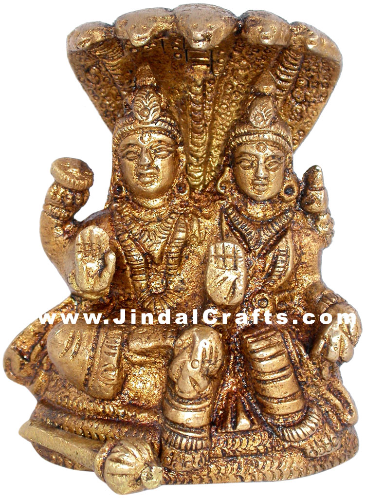 Vishnu Lakshni Indian God Goddess Brass Sculpture Arts