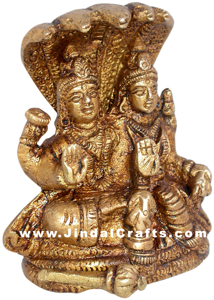 Vishnu Lakshni Indian God Goddess Brass Sculpture Arts