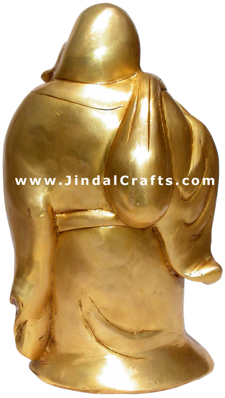 Happy Buddha Laughing Man Brass Idol Good Luck Figure