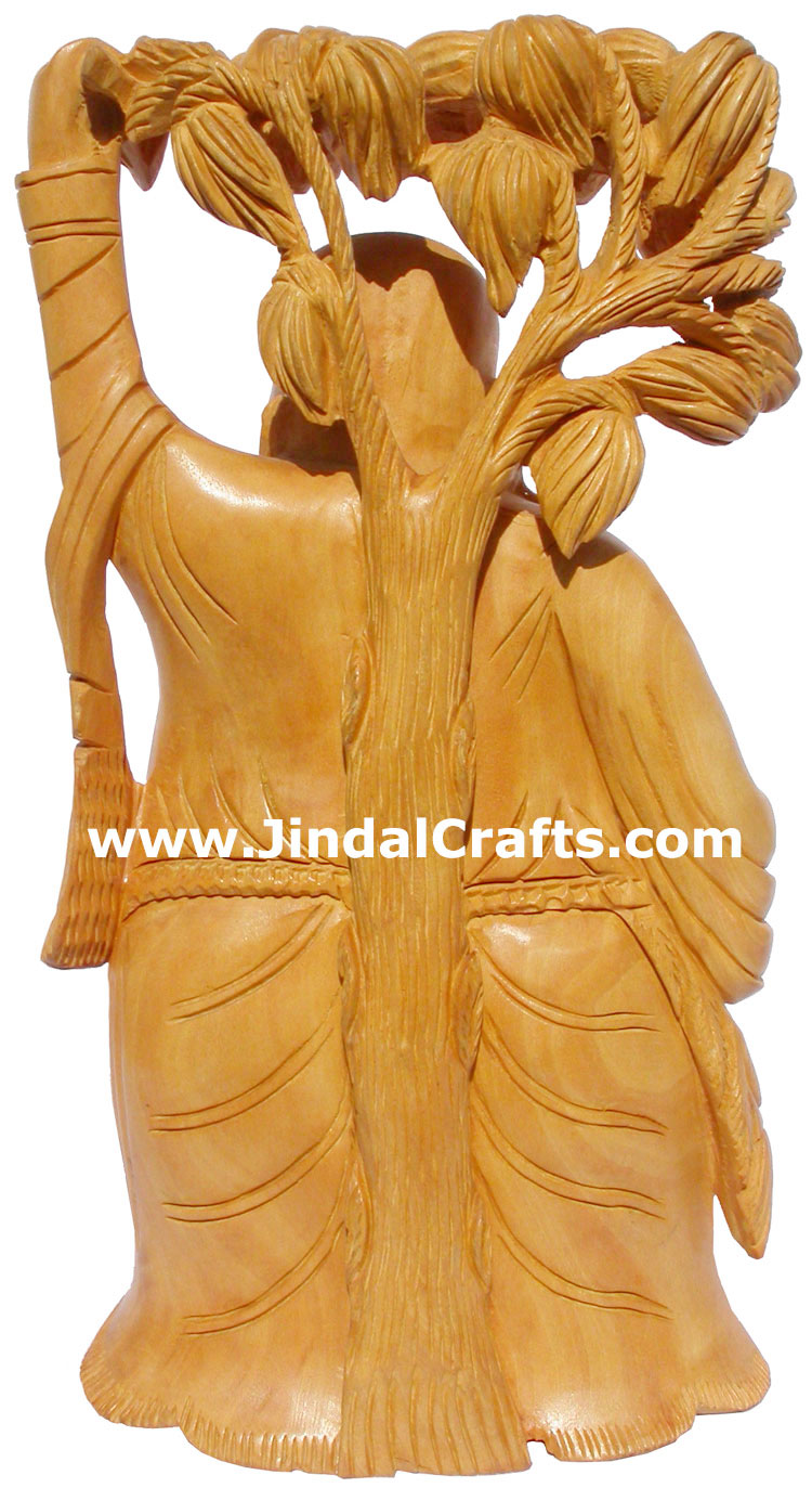 Wood Sculpture Happy Laughing Buddha Vaastu India Art