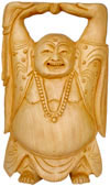 Handcarved Wood Laughing Buddha Happy Man Happy Buddha