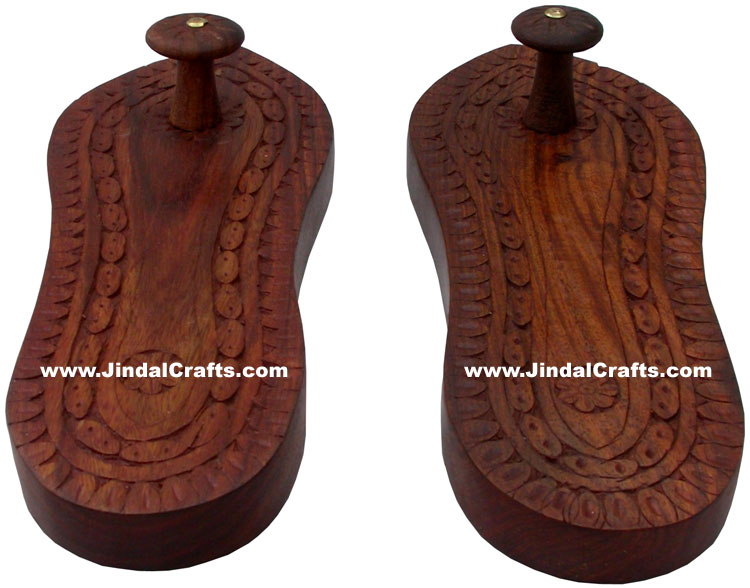 Hand Carved Wooden Paduka Hindu Religious Artifact Indian Handicrafts Crafts