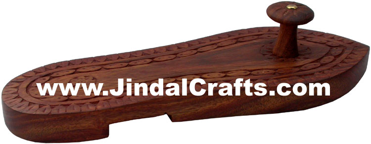 Hand Carved Wooden Paduka Hindu Religious Artifact Indian Handicrafts Crafts