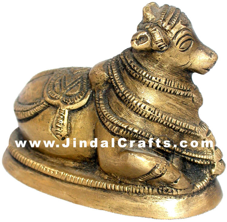 Nandi Indian Religious Brass Figurines Idols Handmade