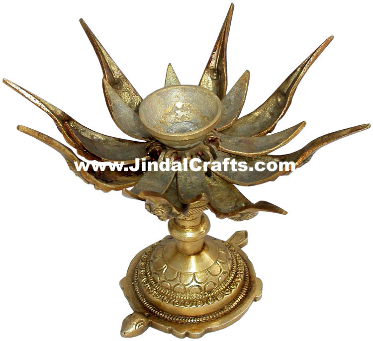 Brass Lotus Candle Holder Artifact Indian Handicrafts Crafts